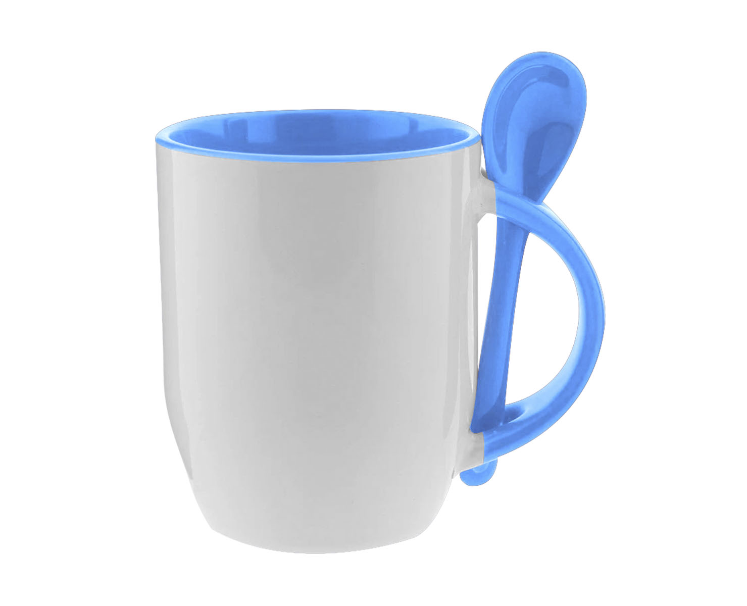 TAZA CUCHARA BICOLOR 12 OZ AZUL CIELO