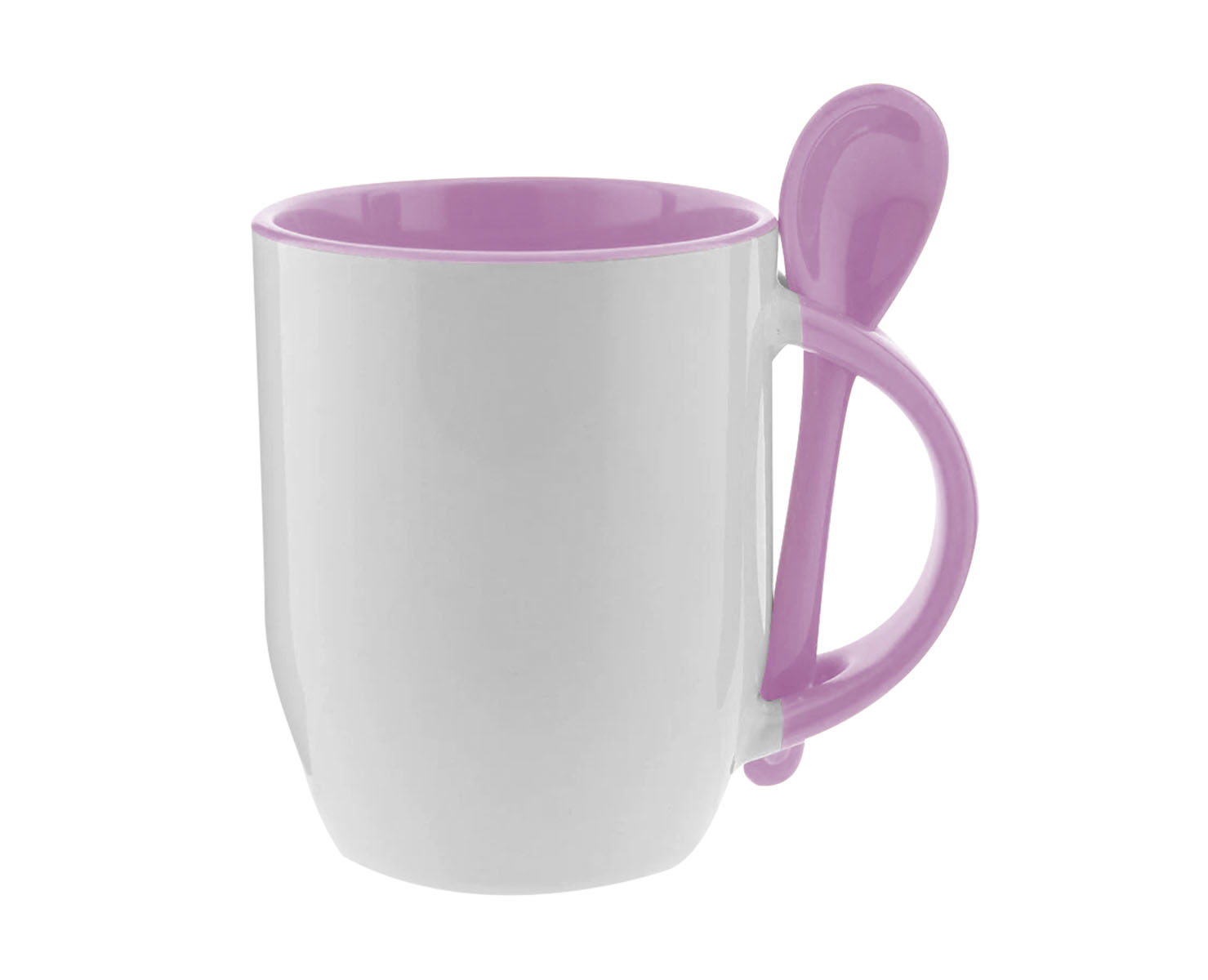 TAZA CUCHARA BICOLOR 12 OZ ROSA