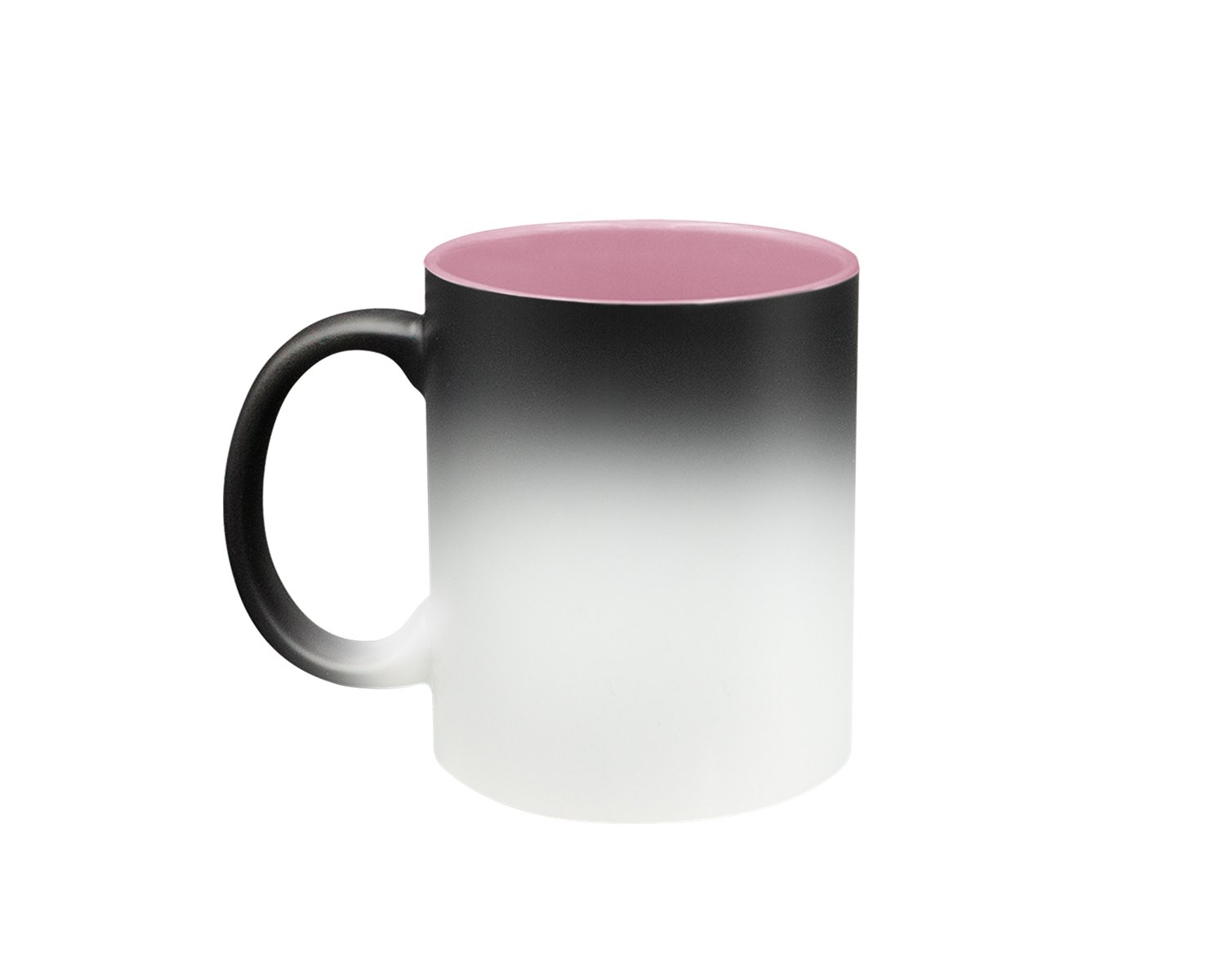 TAZA MAGICA NEGRO 11 OZ.INT. ROSA